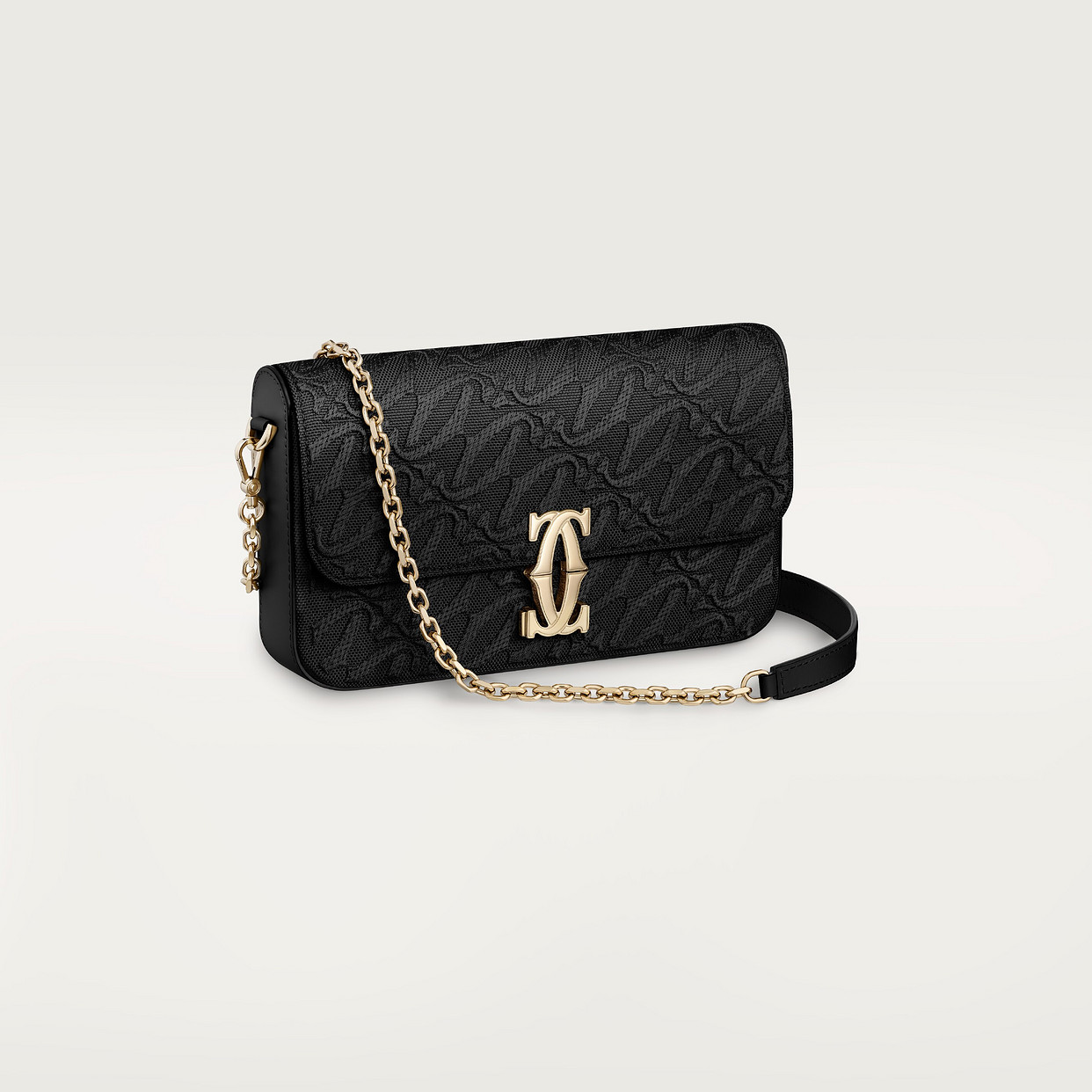 

Женская сумка через плечо Cartier Sac chaine mini modèle, C de Cartier, вышивка и черная телячья кожа