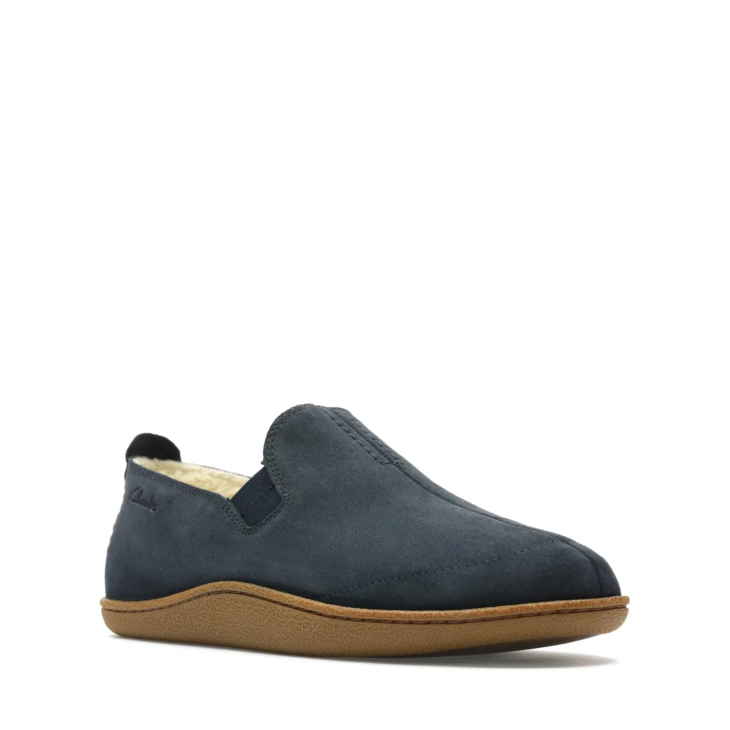 Домашние тапочки-мокасины на синтетическом меху Clarks, синий — фото 2
