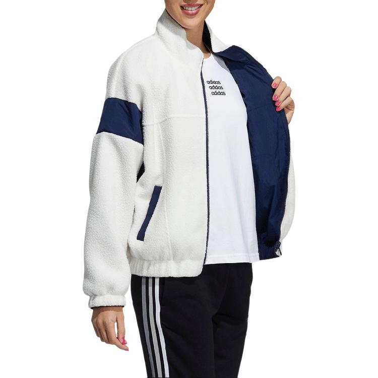 Adidas Neo Бархатная куртка женская розово-белая, Pink White — фото 4