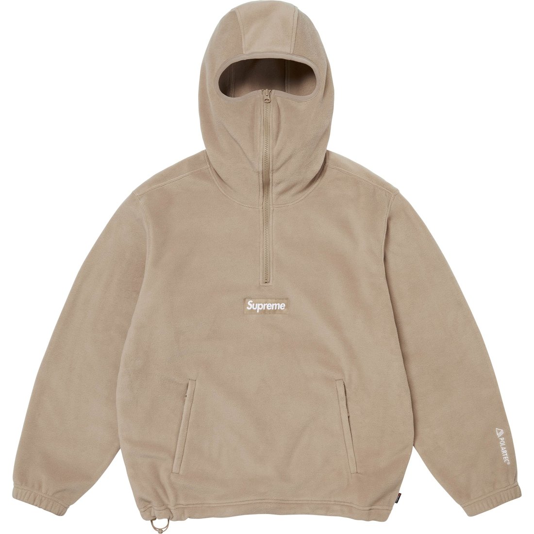 Полартек балаклава худи с молнией наполовину Supreme, хаки
