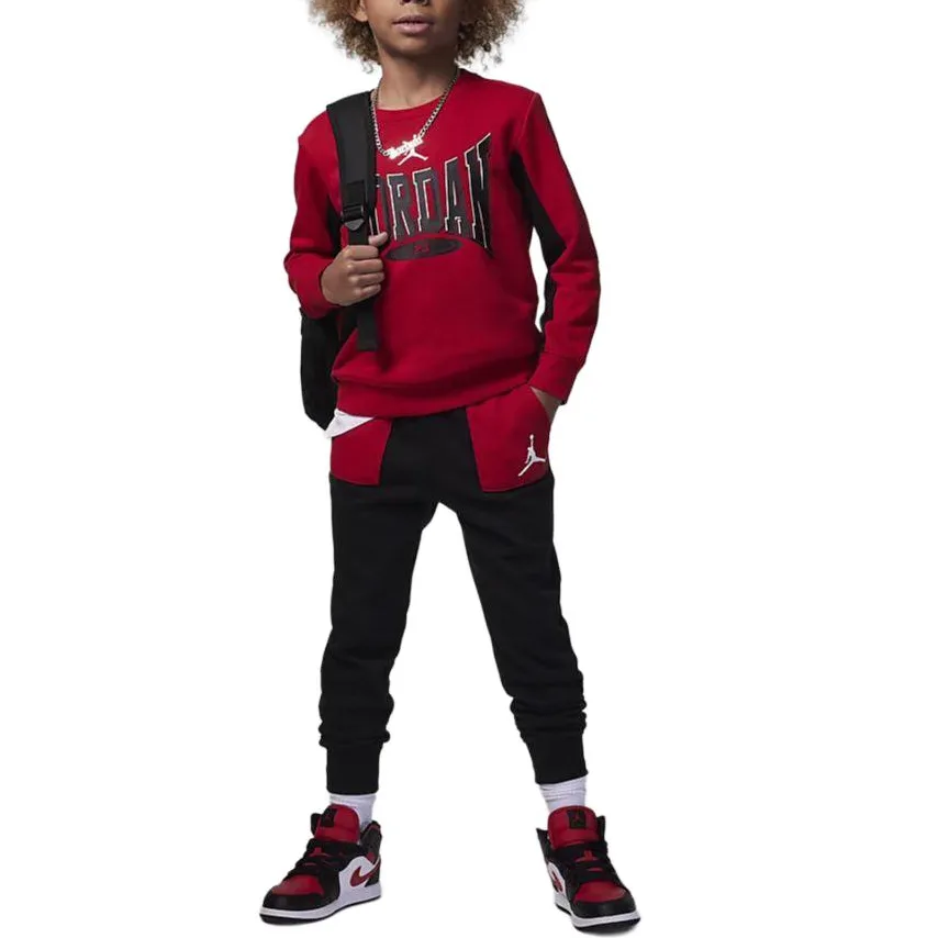 Детская повседневная спортивная футболка с круглым вырезом Jordan, Red+Black