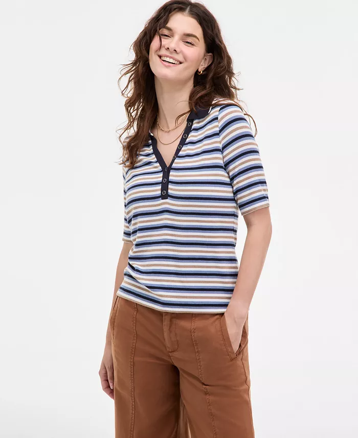 

Женский полосатый топ-хенли с ребристым воротником Liverpool Los Angeles, мультиколор