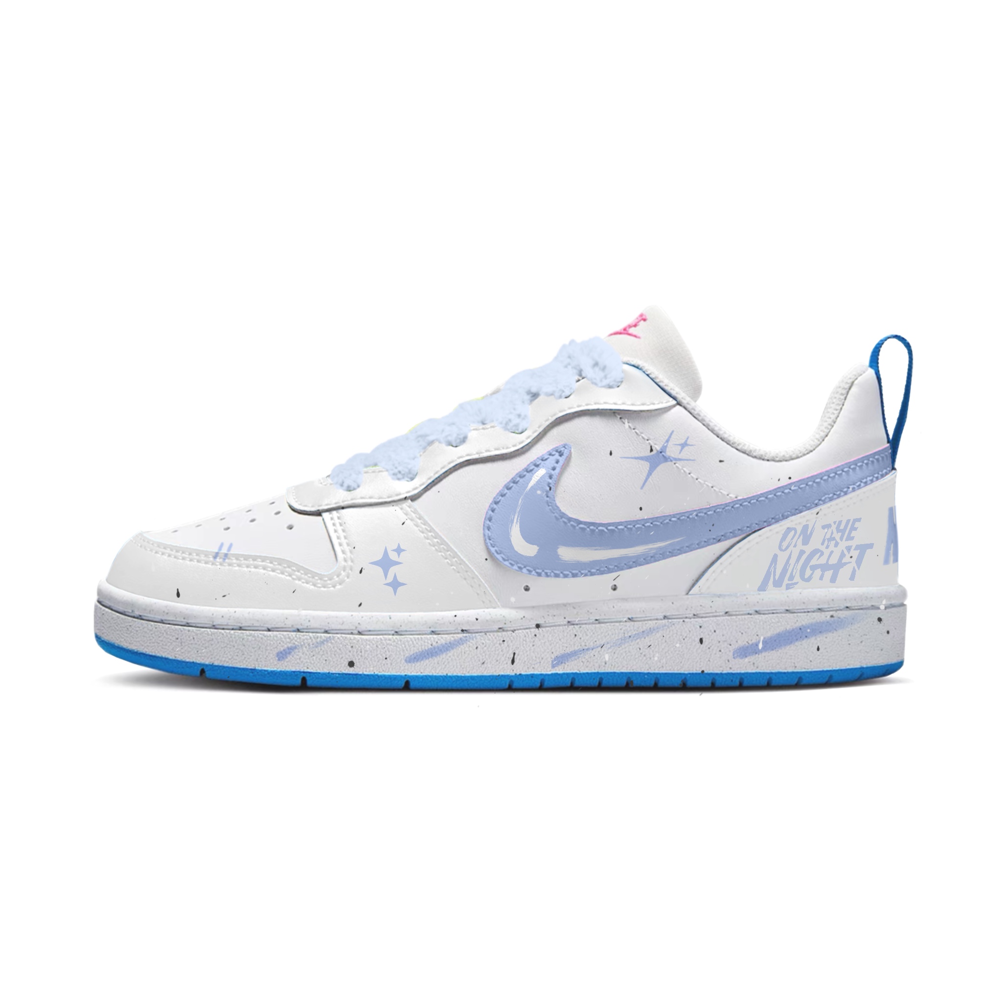 

Nike Court Borough Cold Star Lonely Slip Resistant Abrasion Resistant Low top Детские скейтерские кроссовки White Blue