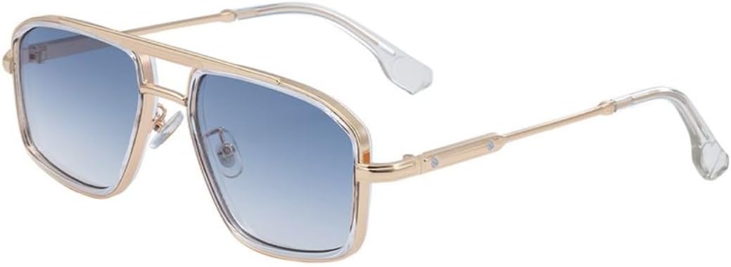 

Винтажные панк-солнцезащитные очки для женщин, роскошные модные металлические очки с двойной дужкой в ​​стиле стимпанк, защита от УФ-излучения UV400 UATXTAU, C4goldablue