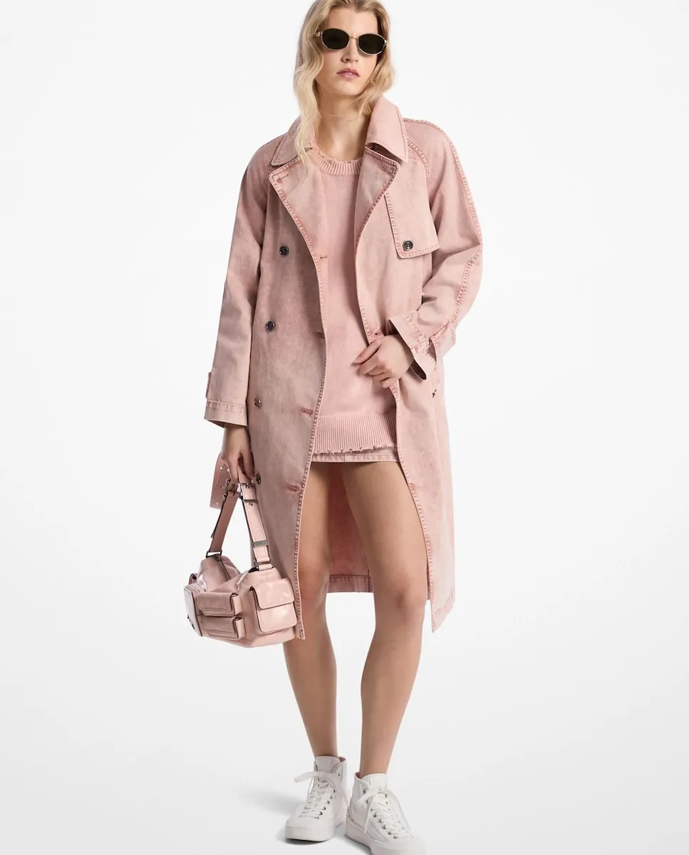 

Женская хлопковая габардиновая куртка с двойным рядом пуговиц Michael Michael Kors, розовый