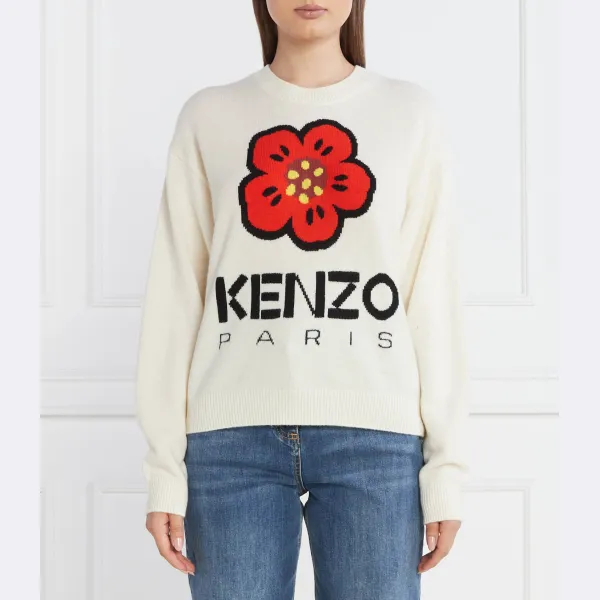 

Шерстяной свитер свободного кроя Kenzo, бежевый