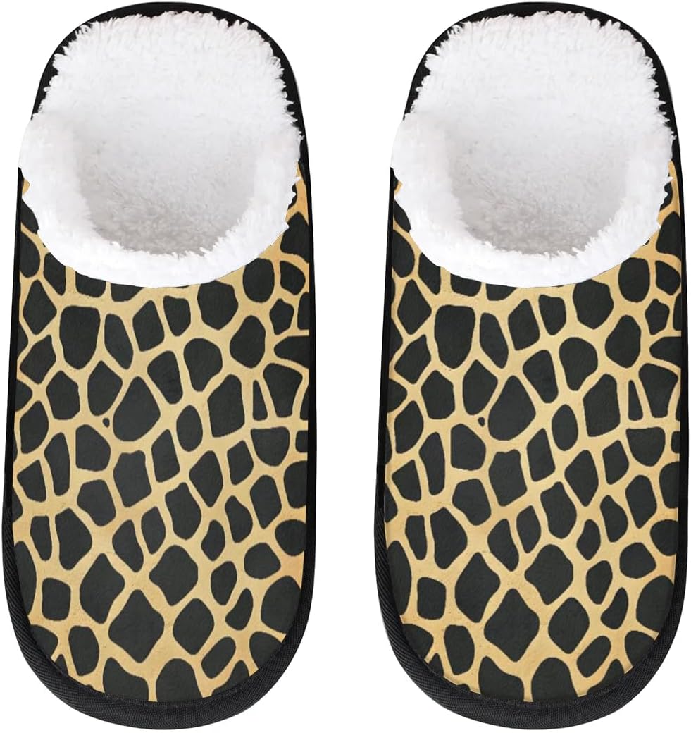 

Тапочки Gublec для женщин и мужчин, уютные с нескользящей подошвой, для дома, теплые плюшевые тапочки для дома, спальни и путешествий, Giraffe Print