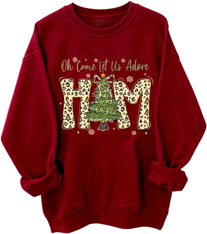 

Религиозный рождественский свитшот Oh Come Let Us Adore Him woati