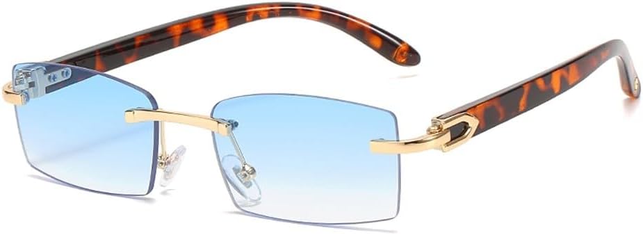 

Солнцезащитные очки без оправы, прямоугольной формы, модные, популярные для женщин и мужчин, небольшие солнцезащитные очки для женщин и мужчин, для путешествий MTZJH, Blue