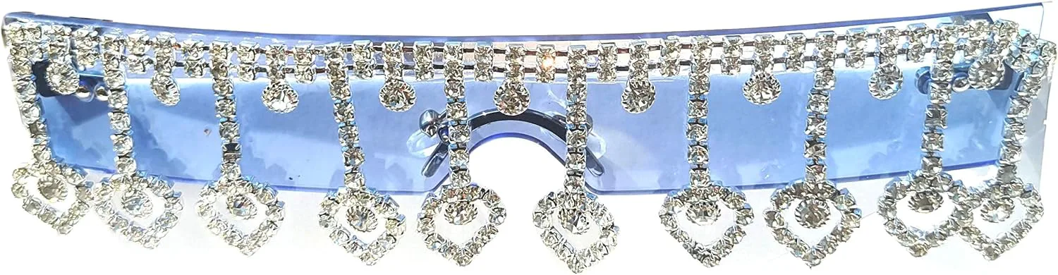 

Солнцезащитные очки Willochra Tassel Square без оправы для мужчин и женщин, в стиле Y2K, диско-очки, большие цельные солнцезащитные очки со стразами, Blue