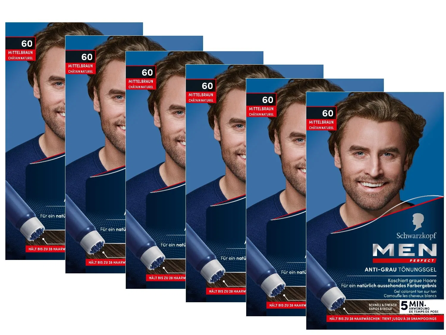 Мужской гель-краска для волос «Men Perfect Anti-Grey Tint Gel» от Schwarzkopf, 6 x 80 мл Men Perfect