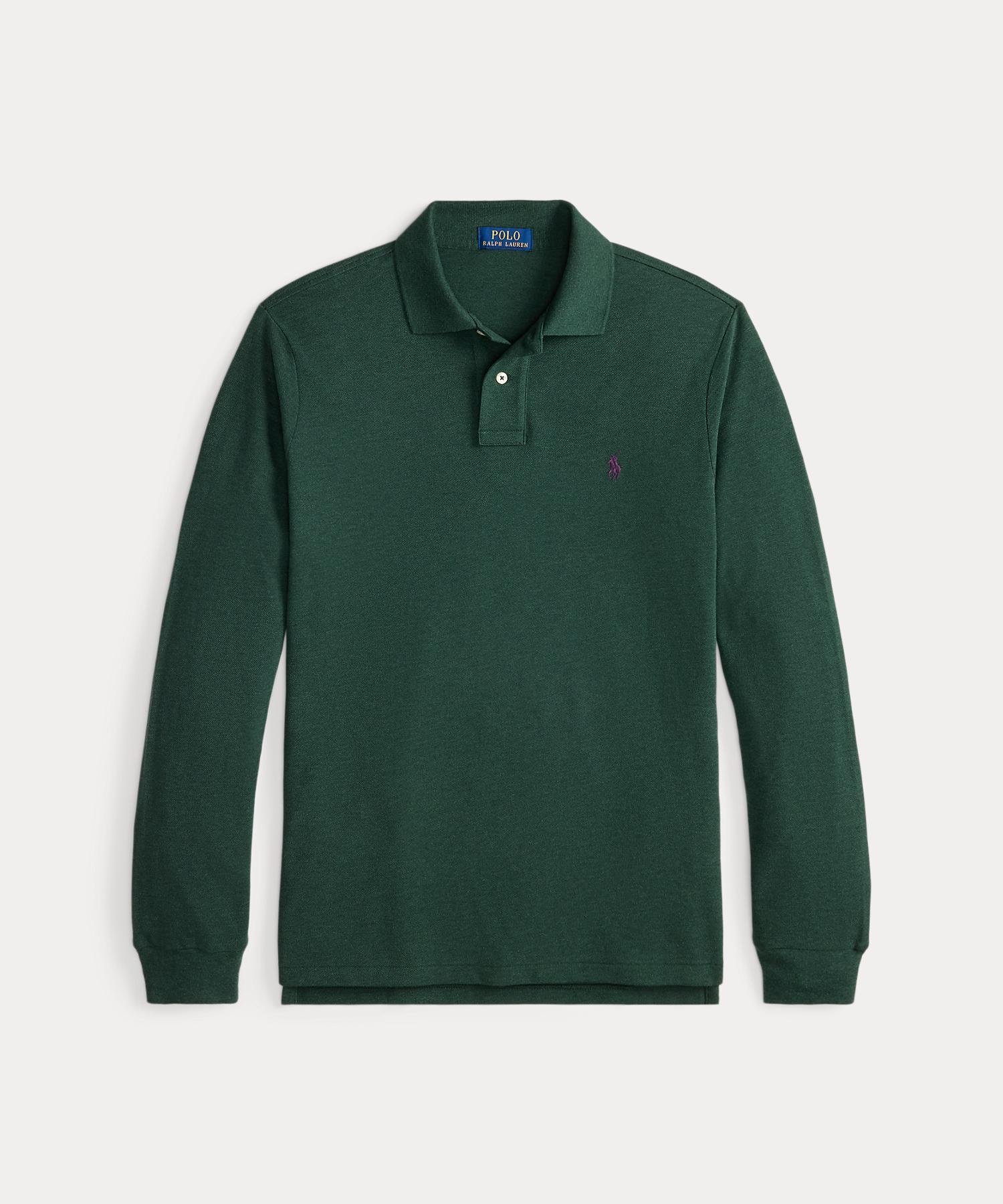 Поло с длинными рукавами, приталенного кроя, Polo Ralph Lauren, 300 Green