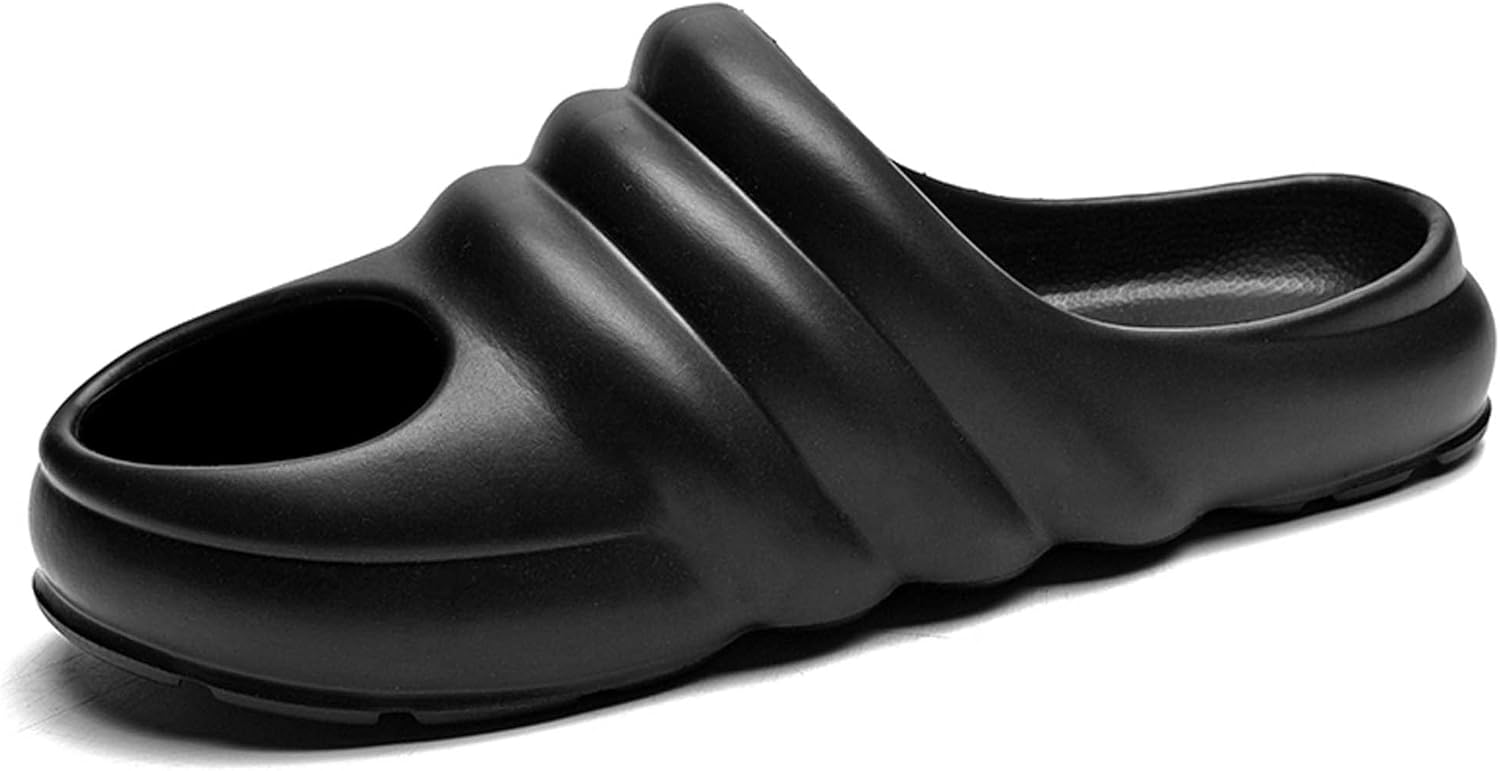 

Летние мужские модные повседневные шлепанцы сандалии для пляжа, мягкие, легкие, удобные, дышащие, противоскользящие, износостойкие Generic, черный