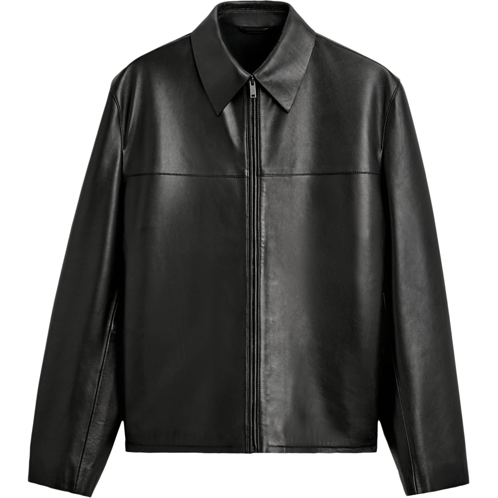 

Кожаная куртка мужская черная ZARA, Черный, Кожаная куртка мужская черная ZARA