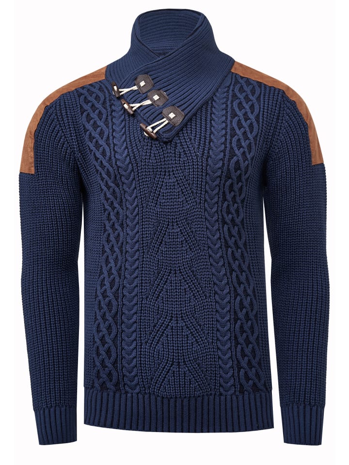 

Свитер крупной вязки с воротником-стойкой цвета индиго Rusty Neal