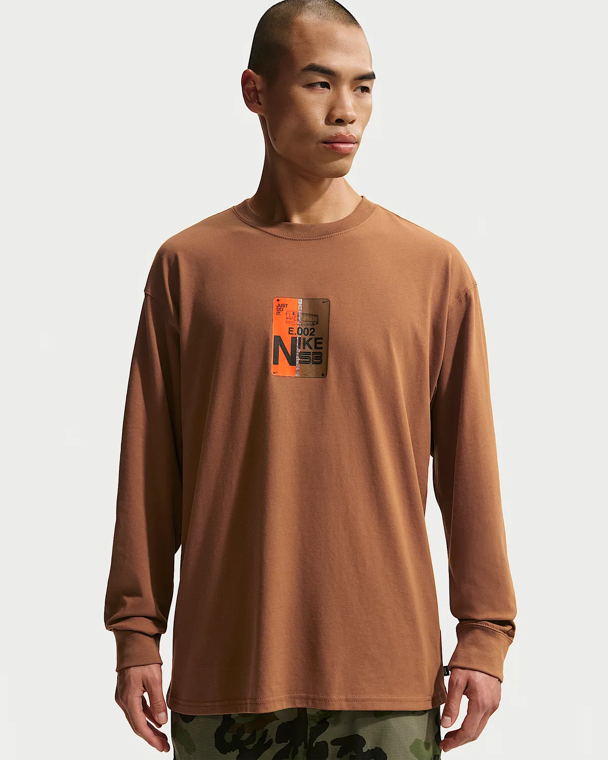 Длинный свободный скейт-тишот Nike SB, Light British Tan