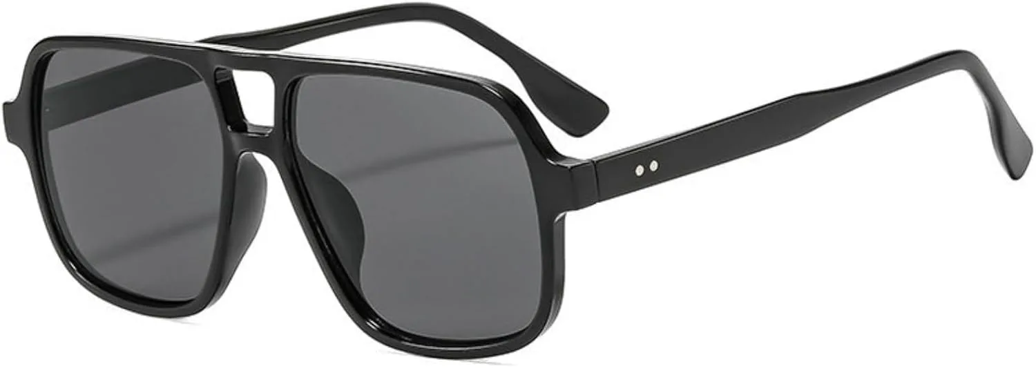 

Солнцезащитные очки COTIA Retro Pilot для женщин и мужчин, классические, в стиле 70-х, квадратная форма, двойная перемычка, защита от ультрафиолета UV400, Black