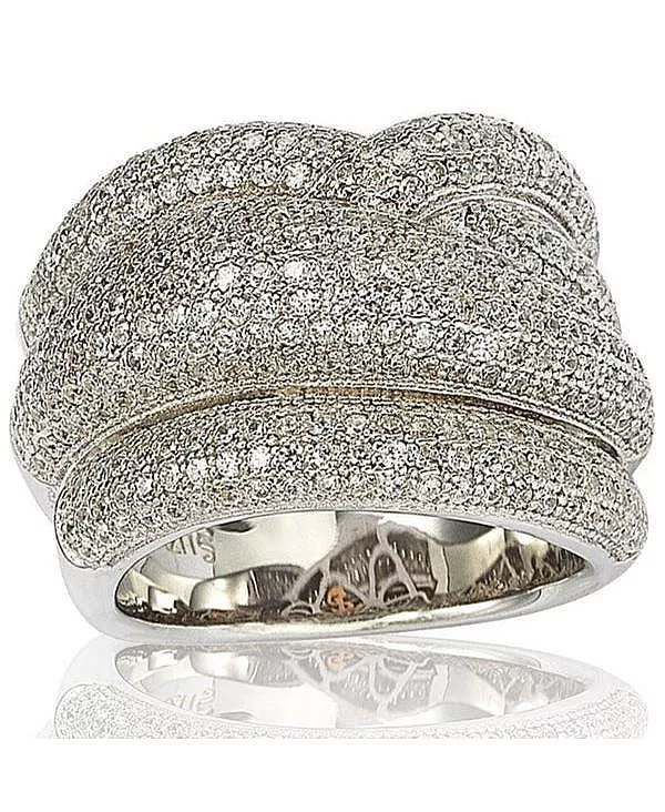 

Кольцо Suzy Levian из стерлингового серебра с широкими перекрещивающимися полосками и кубическими цирконами Suzy Levian New York, white