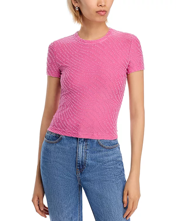 

Детская футболка с жаккардовым логотипом Alexanderwang, розовый