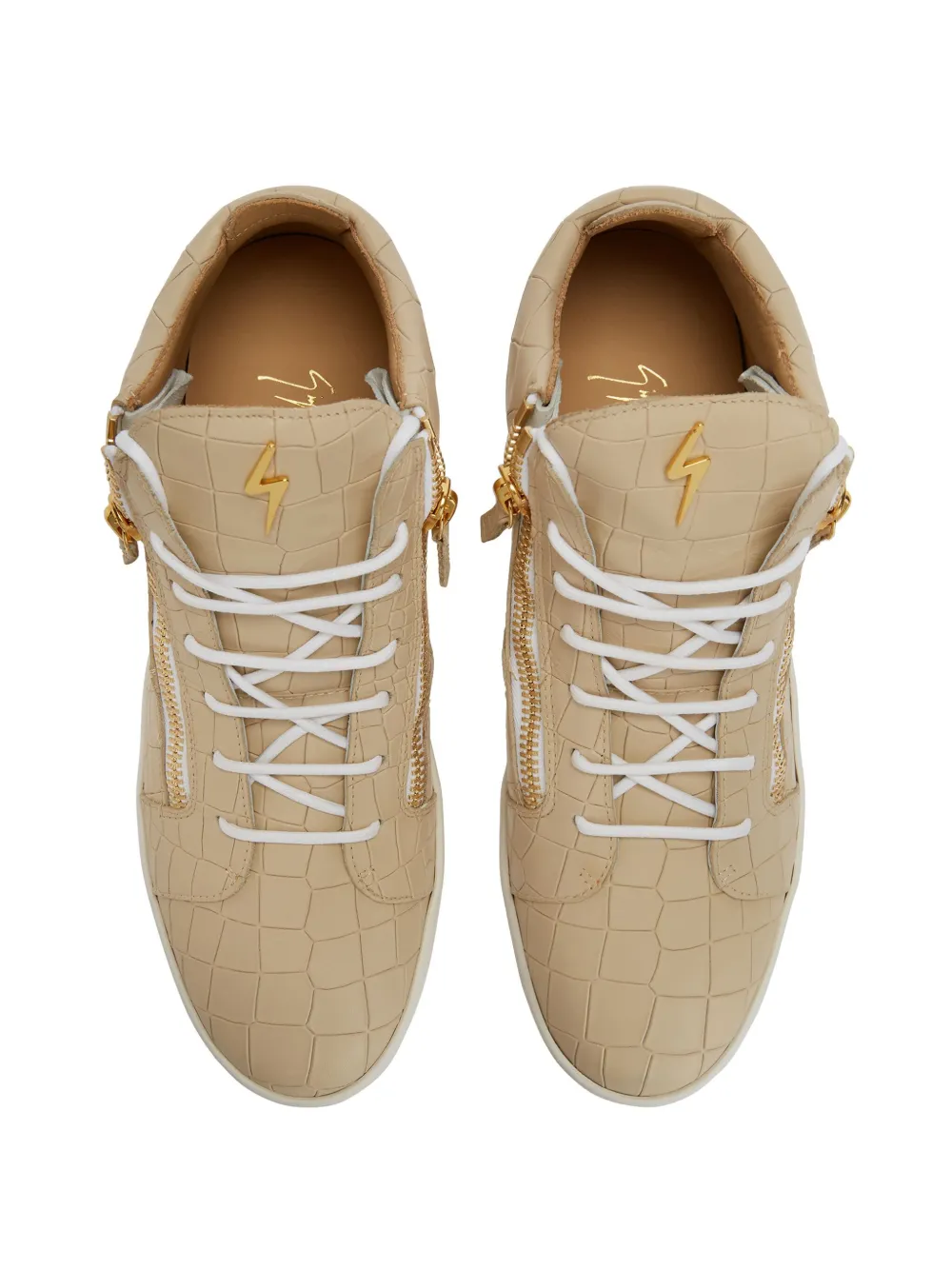 Кеды Frankie с тиснением под крокодила Giuseppe Zanotti, нейтральный — фото 4