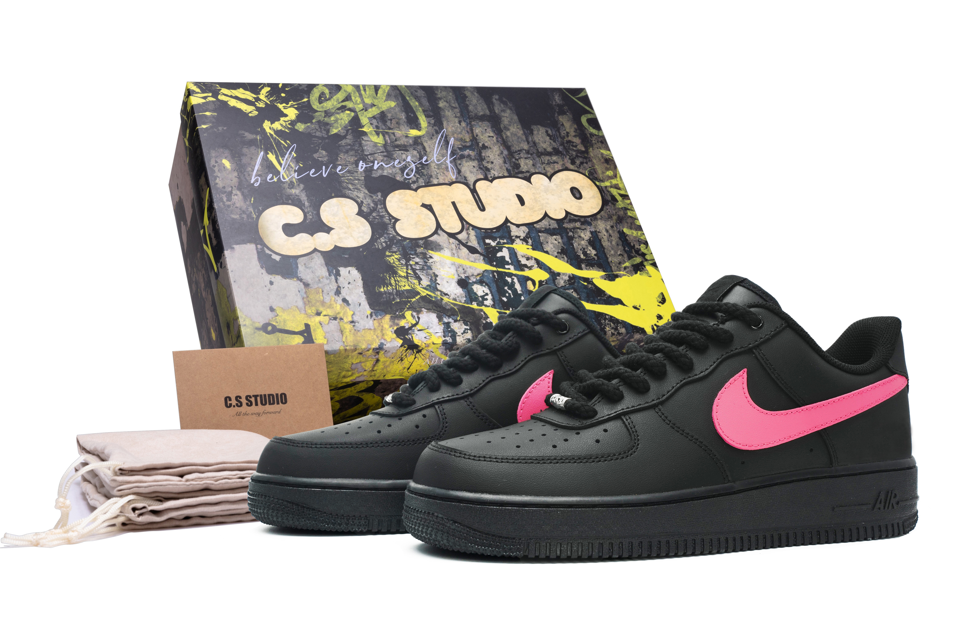 

Кроссовки Nike Air Force 1 Skateboard Shoes Unisex Low-Top Black Pink