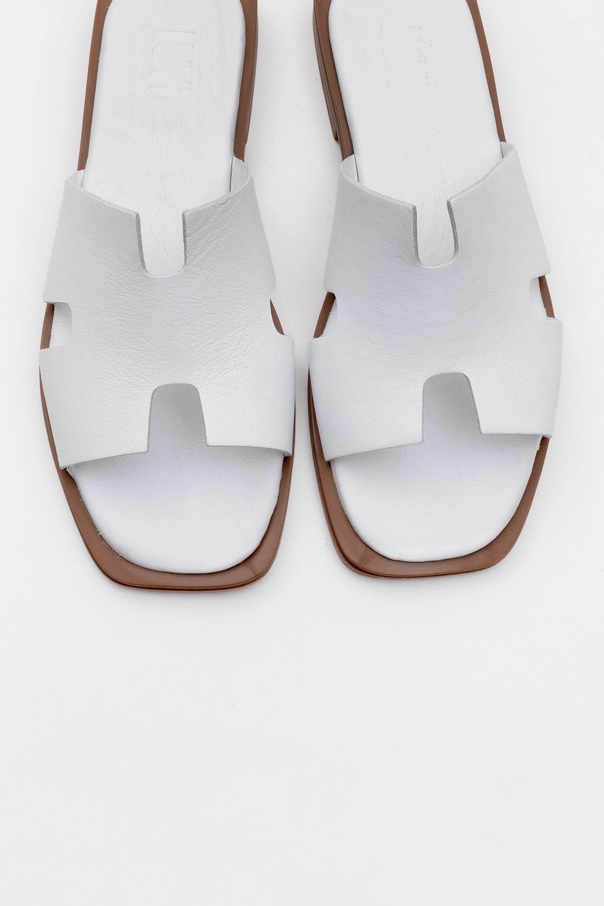 Jez Кожаные Сланцы (Женские) Forever & Always Shoes, бежевый — фото 2