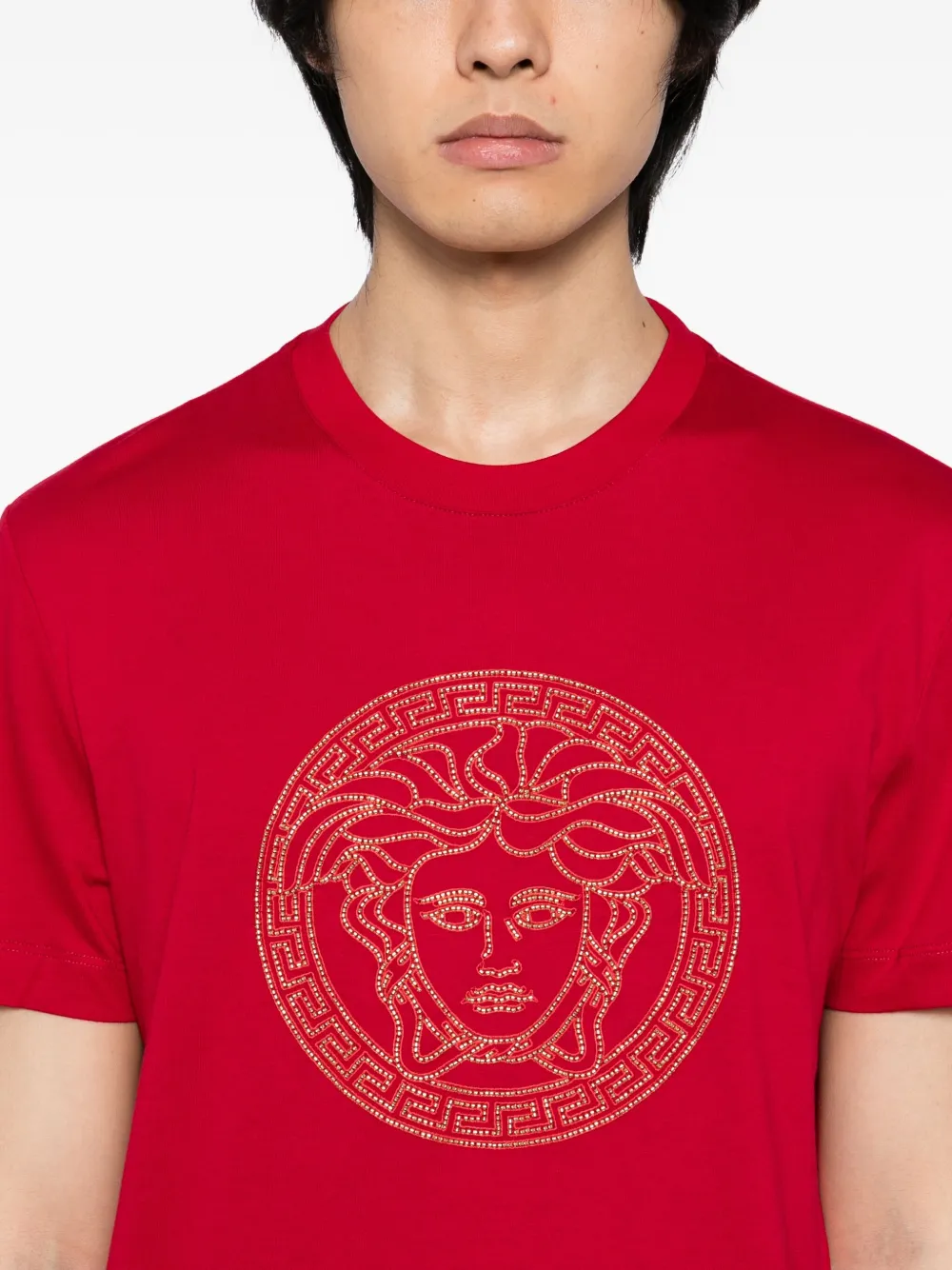 Футболка с декором Medusa VERSACE, красный — фото 4