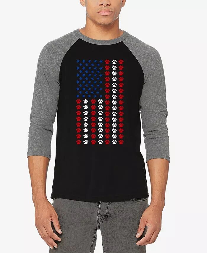 

Футболка бейсбольная мужская Paws Flag Raglan Word Art LA Pop Art, мультиколор