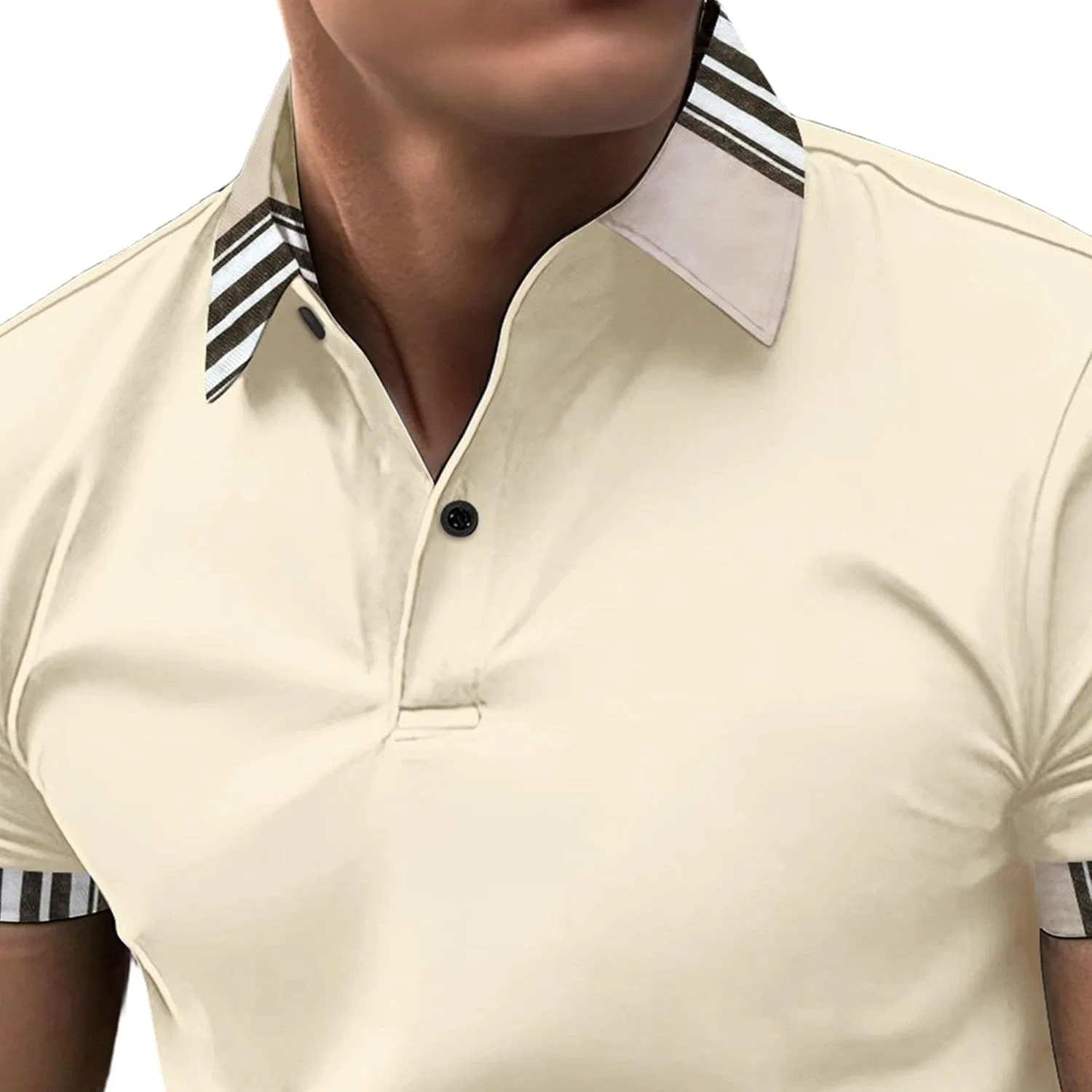 Мужское поло Slim Fit с контрастной отделкой, Khaki — фото 3