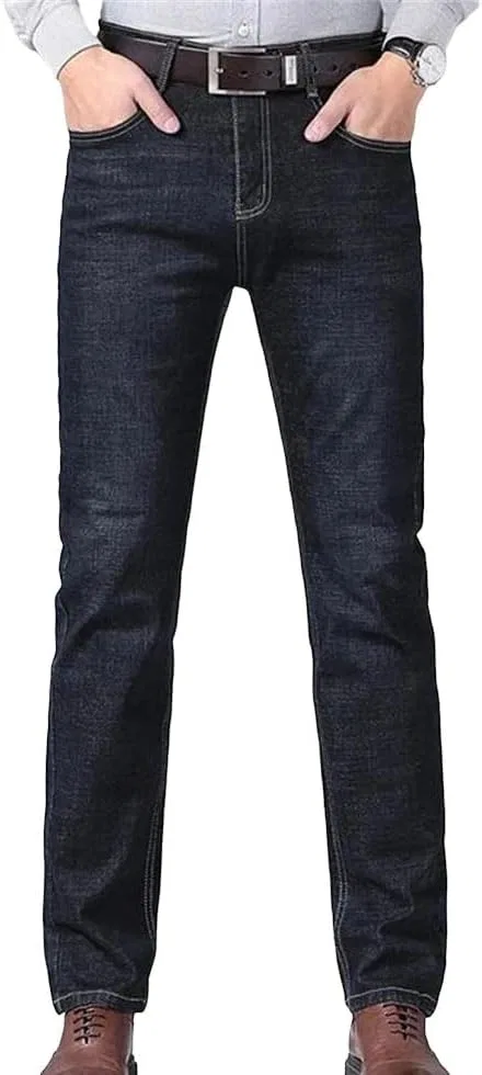 Джинсы классические, Men's Soft Straight Denim Pants, Black