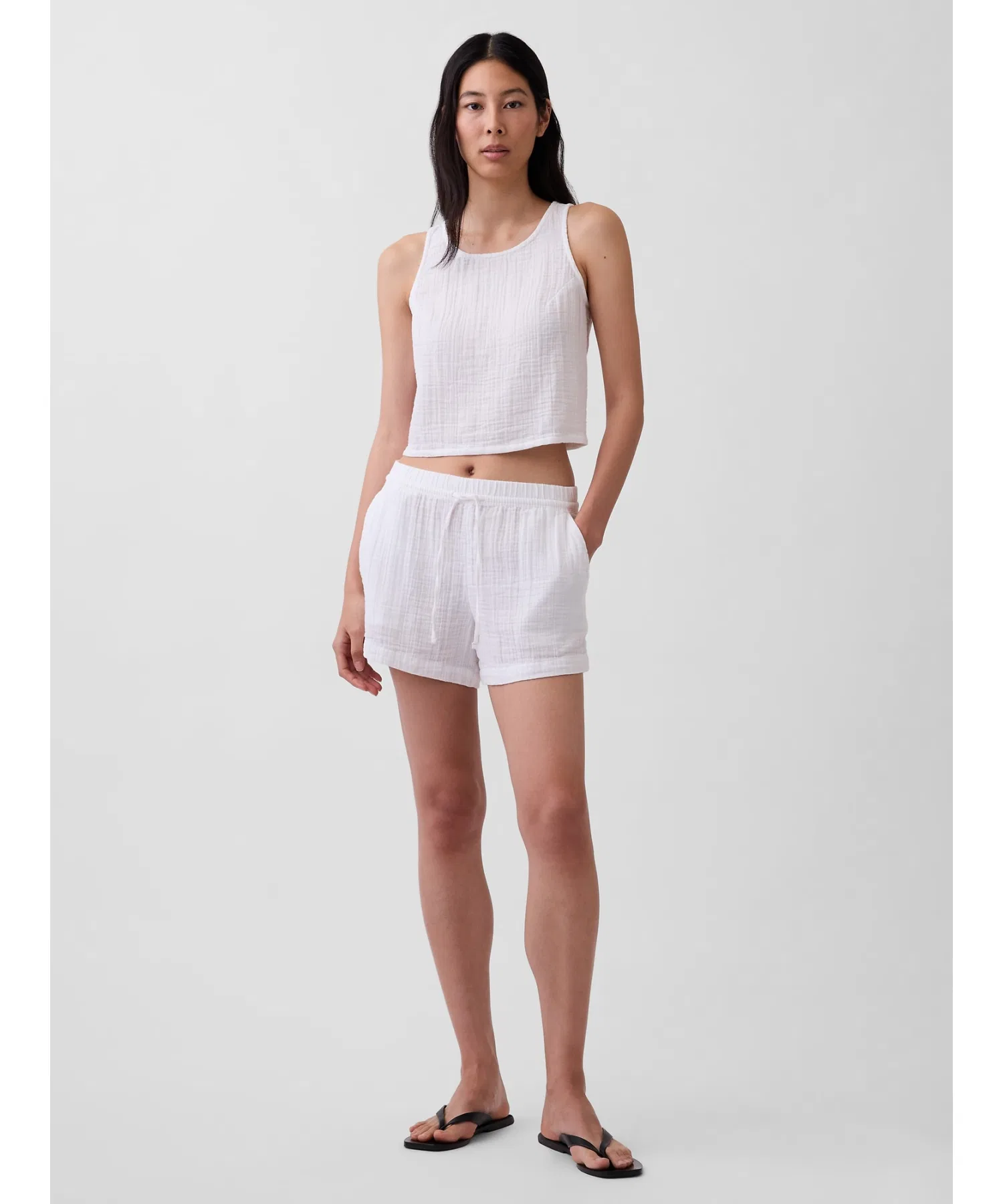 Женская майка GAP из хлопка с двойным трикотажем — фото 4