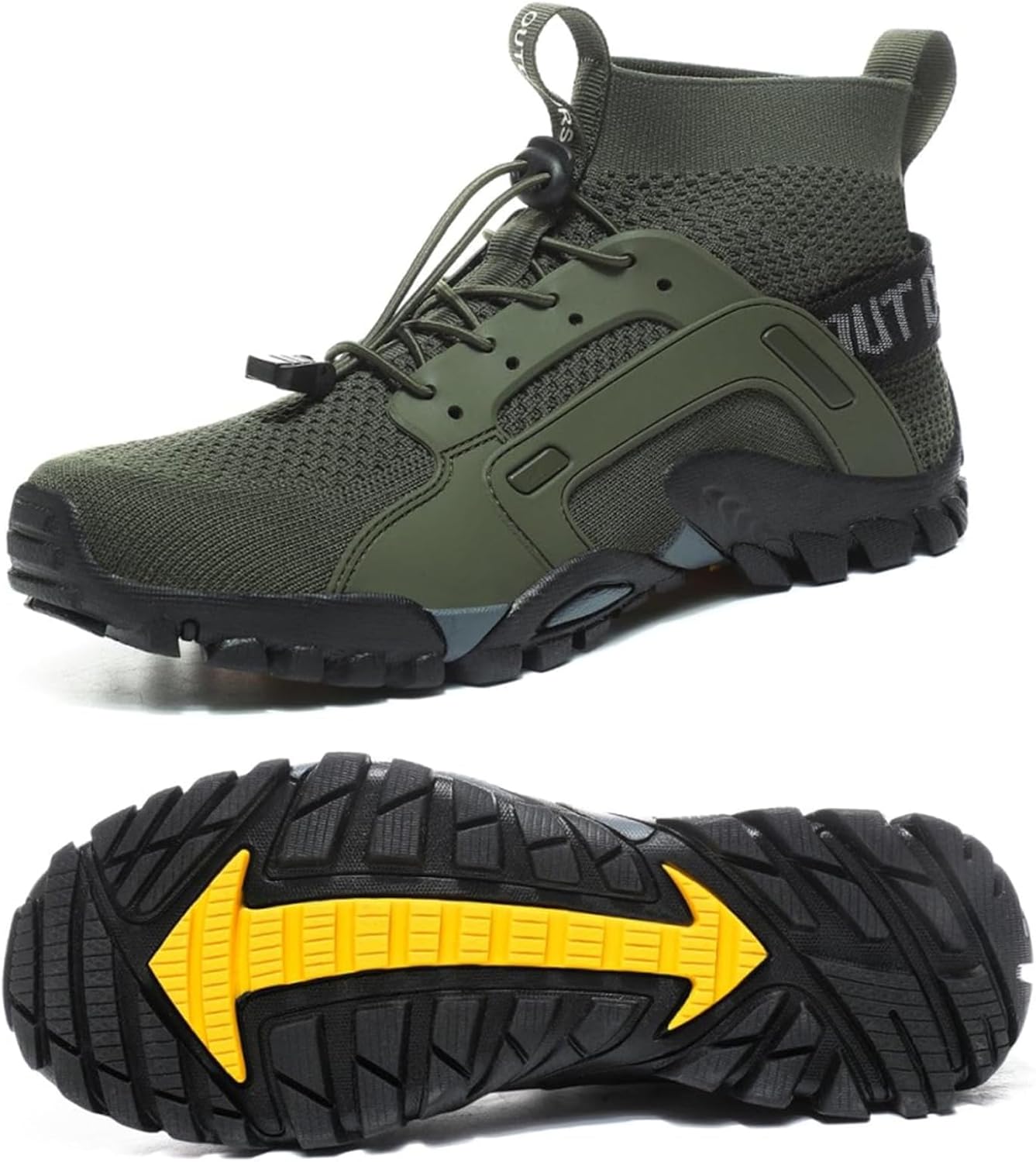 

Мужские походные водные кроссовки Нескользящие дышащие большие размеры Носочные кроссовки для активного отдыха, бега, треккинга и прогулок Nigxwns, зеленый