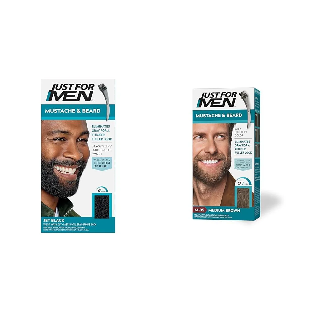 Краска для усов и бороды Just For Men, с кисточкой в ​​комплекте - Черный, M-60, 1 шт. Краска для усов и бороды, с кисточкой в ​​комплекте для удобного нанесения. 1 штука (1 шт.), Jet Black M-60