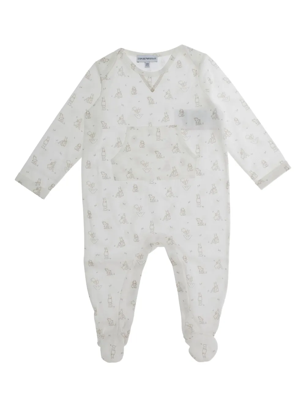 

Пижама-комбинезон с принтом кролика Emporio Armani Kids, белый