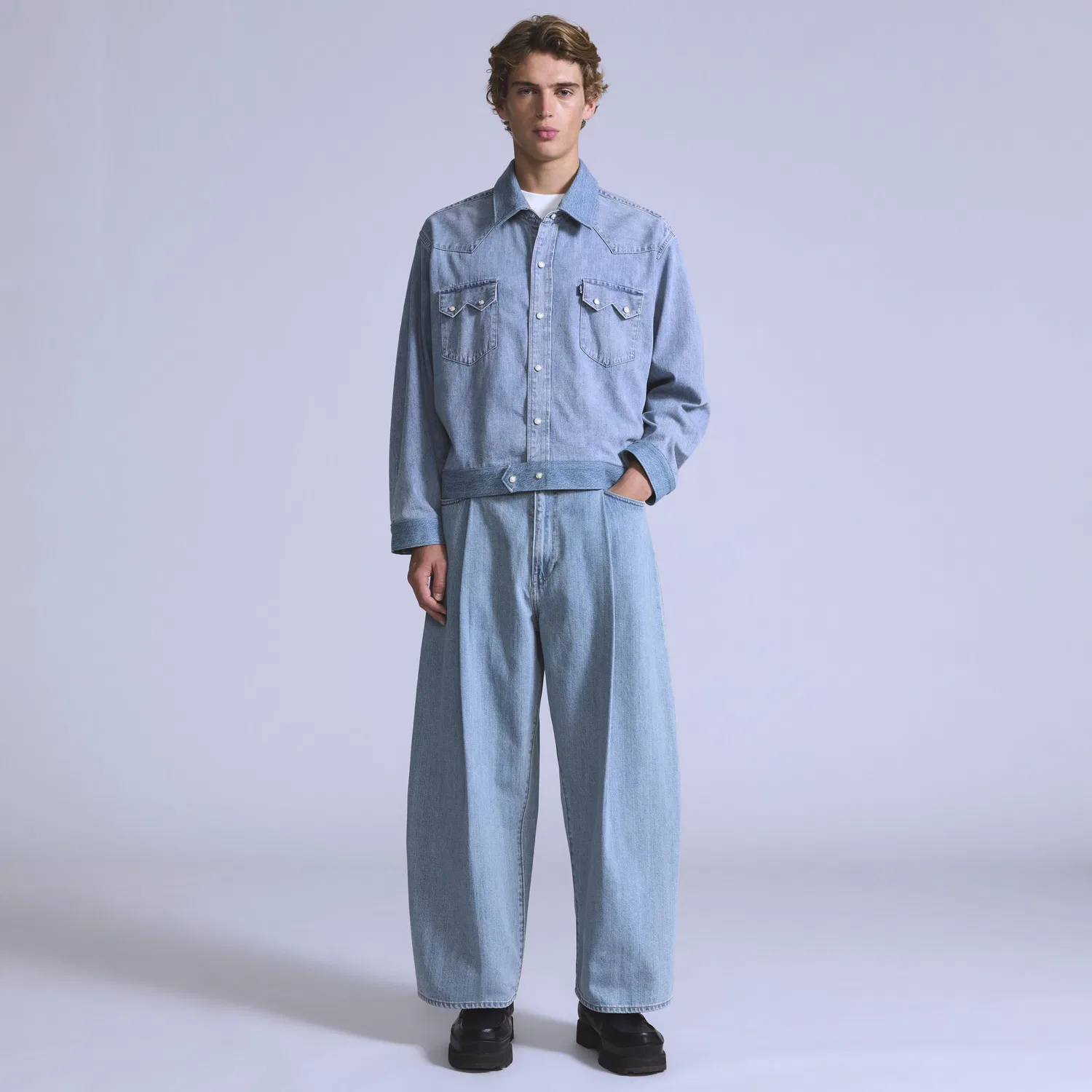 Мужские укороченные джинсы с широкими складками Levi's, Light Wash