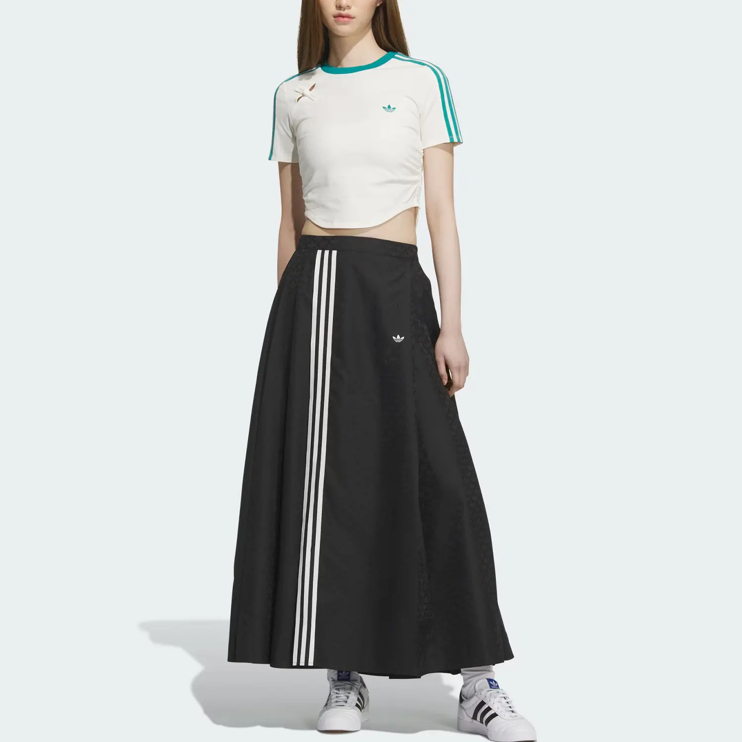 Новая юбка ss25 китайский новый год повседневная длинная юбка women's Adidas Originals, черный — фото 2