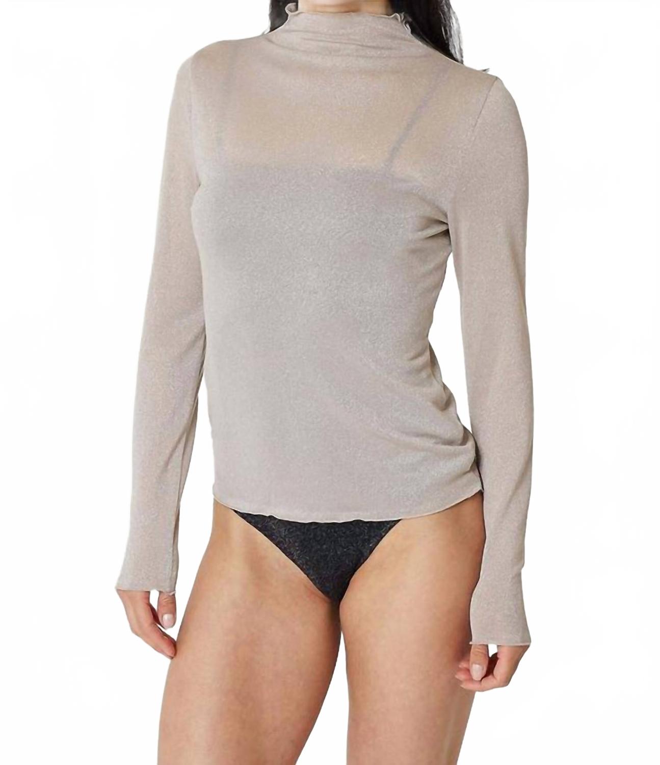 

Топ с воротником-стойкой и легким люрексом цвета шампанского Find Me Now, Champagne