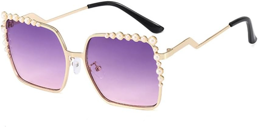 

Крупные солнцезащитные очки с градиентным переходом цвета для женщин, винтажная оправа из сплава с цепочкой и заклепками. Женские солнцезащитные очки MTZJH, 03 Gold-purplepink