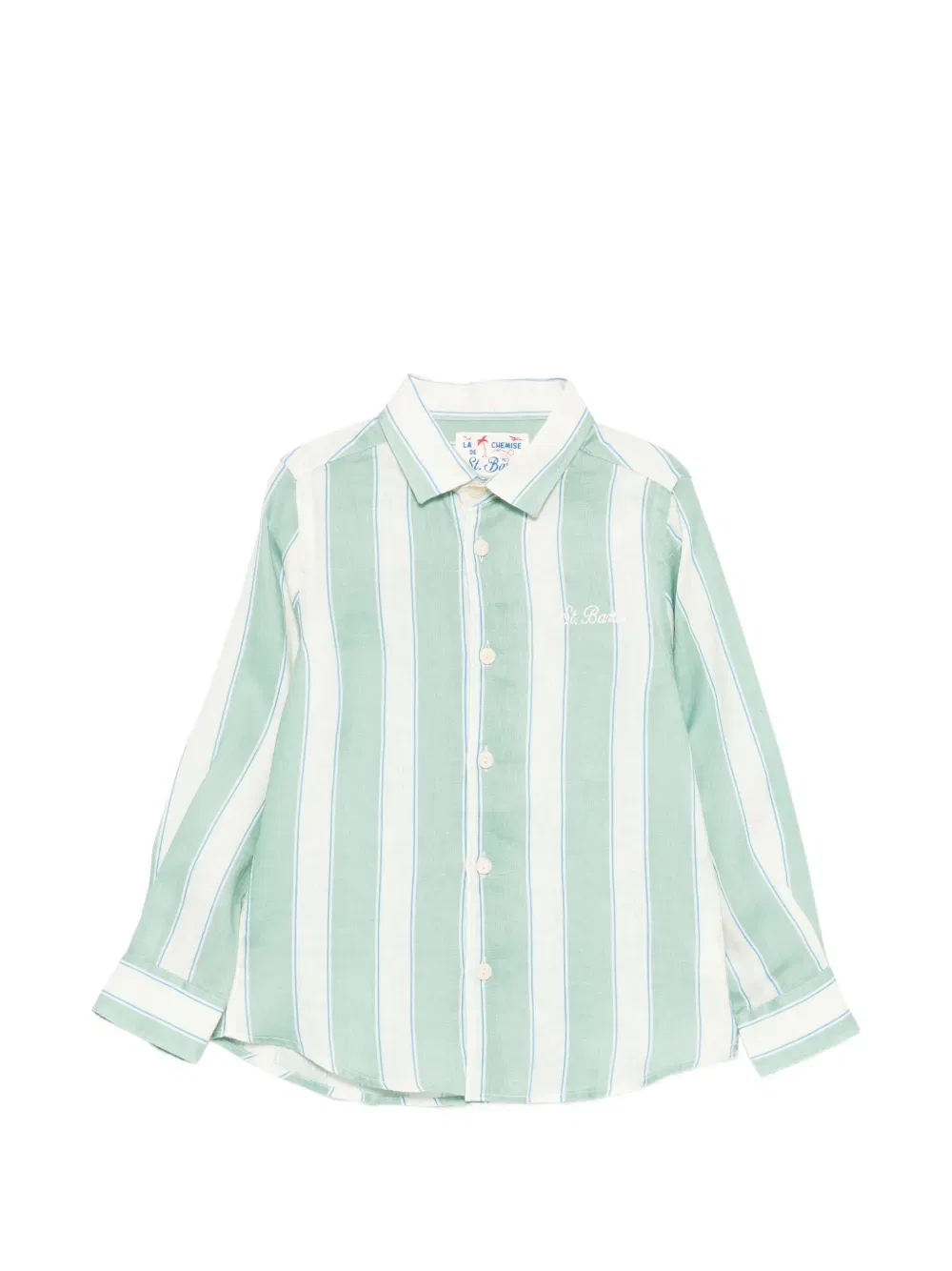 Полосатая рубашка Агнес Mc2 Saint Barth Kids, зеленый