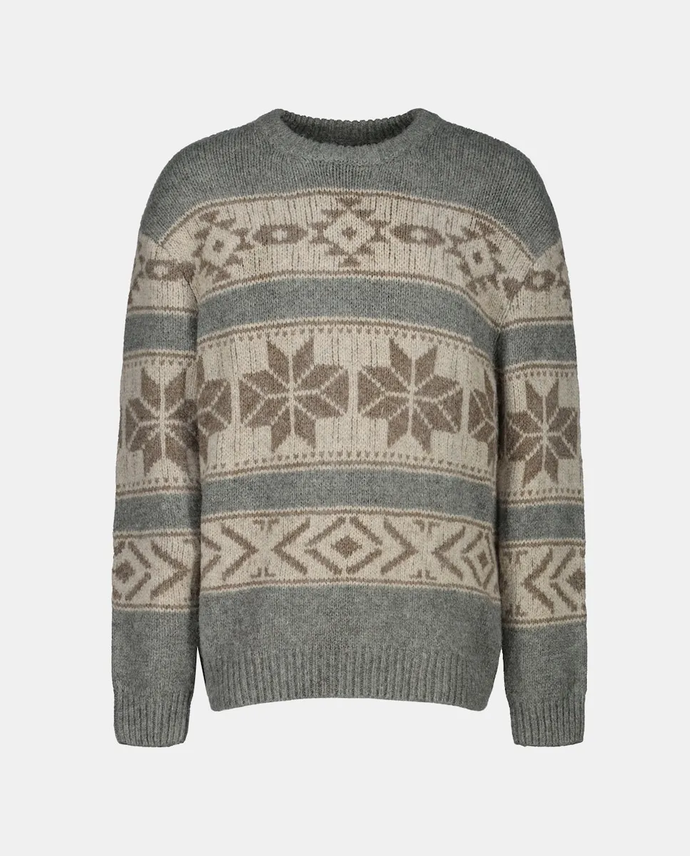 

Мужской джемпер с круглым вырезом, жаккардовый с рождественским узором Green Coast, черный