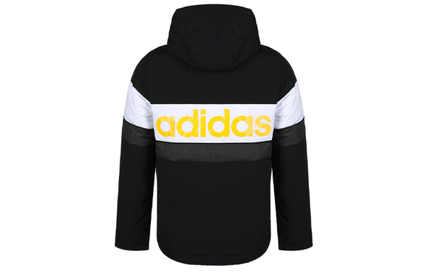 Пуховик adidas neo Colorblock Sports Stay Warm hooded Windproof Down Jacket Black, черный — фото 2