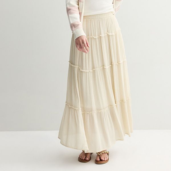 

Юбка макси многоярусная Juniors So, Khaki Gingham