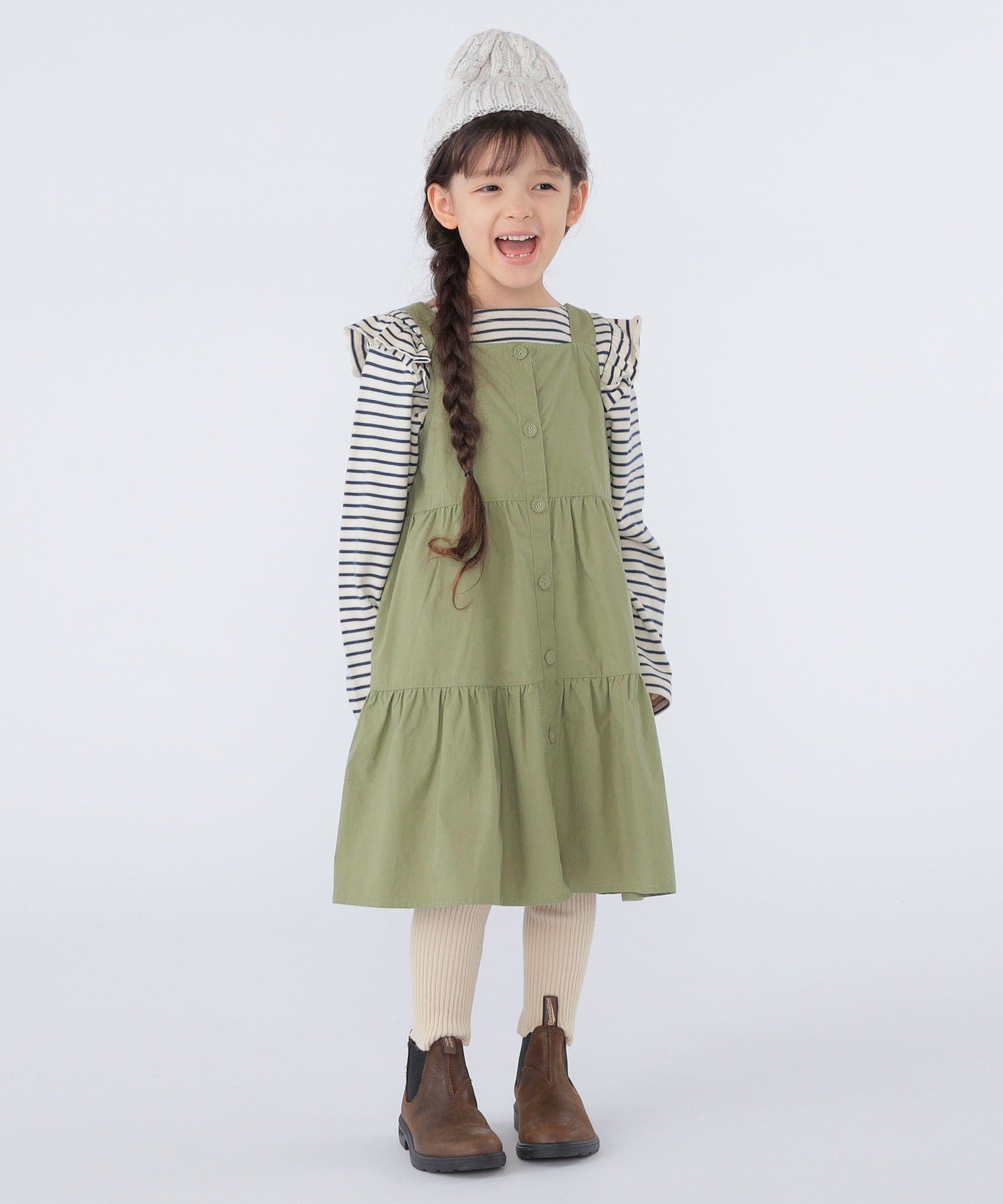 Детская одежда: 100–130 см / Хлопковый комбинезон-юбка Ships Kids, Light Olive — фото 4