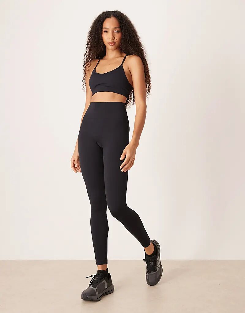 

4505 бесшовные леггинсы для занятий спортом с высокой талией в рубчик, черные