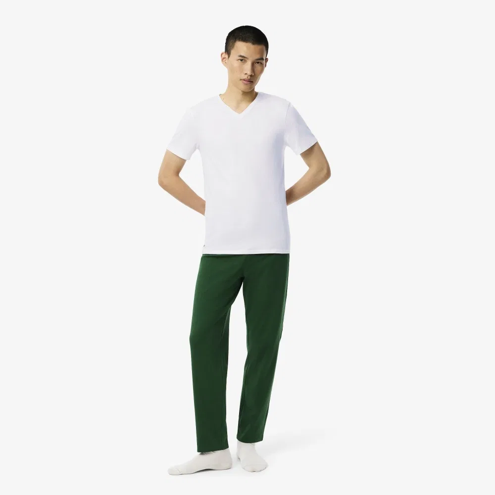 Футболка мужская Lacoste, набор из 3 шт., V-образный вырез, хлопок, белый — фото 4