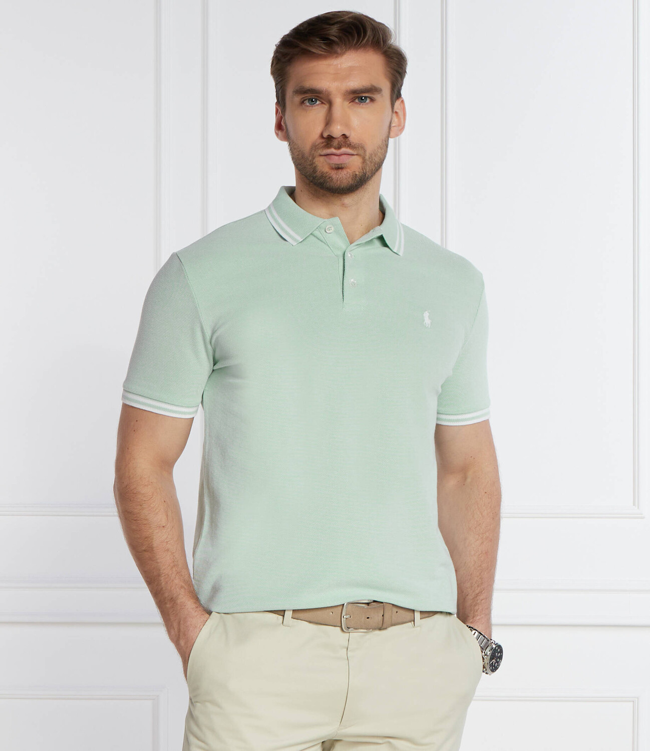Поло POLO RALPH LAUREN Regular Fit, зеленый — фото 3