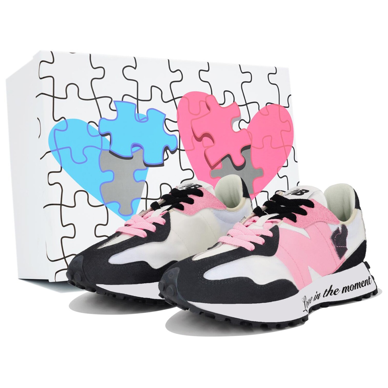 

Кроссовки NB 327 унисекс с низким верхом белые/черные/розовые New Balance