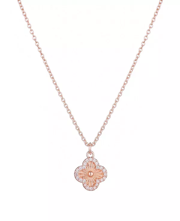 

Ожерелье с подвеской в виде клевера с кубическим цирконием и гало Adornia, pink