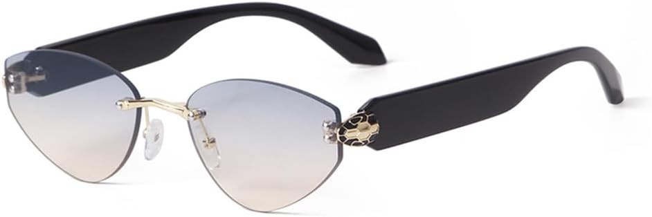 

Стильные солнцезащитные очки «кошачий глаз» без оправы, металлические линзы, уникальные солнцезащитные очки с защитой от УФ-излучения UV400 для женщин и мужчин UJNHGQ, C6