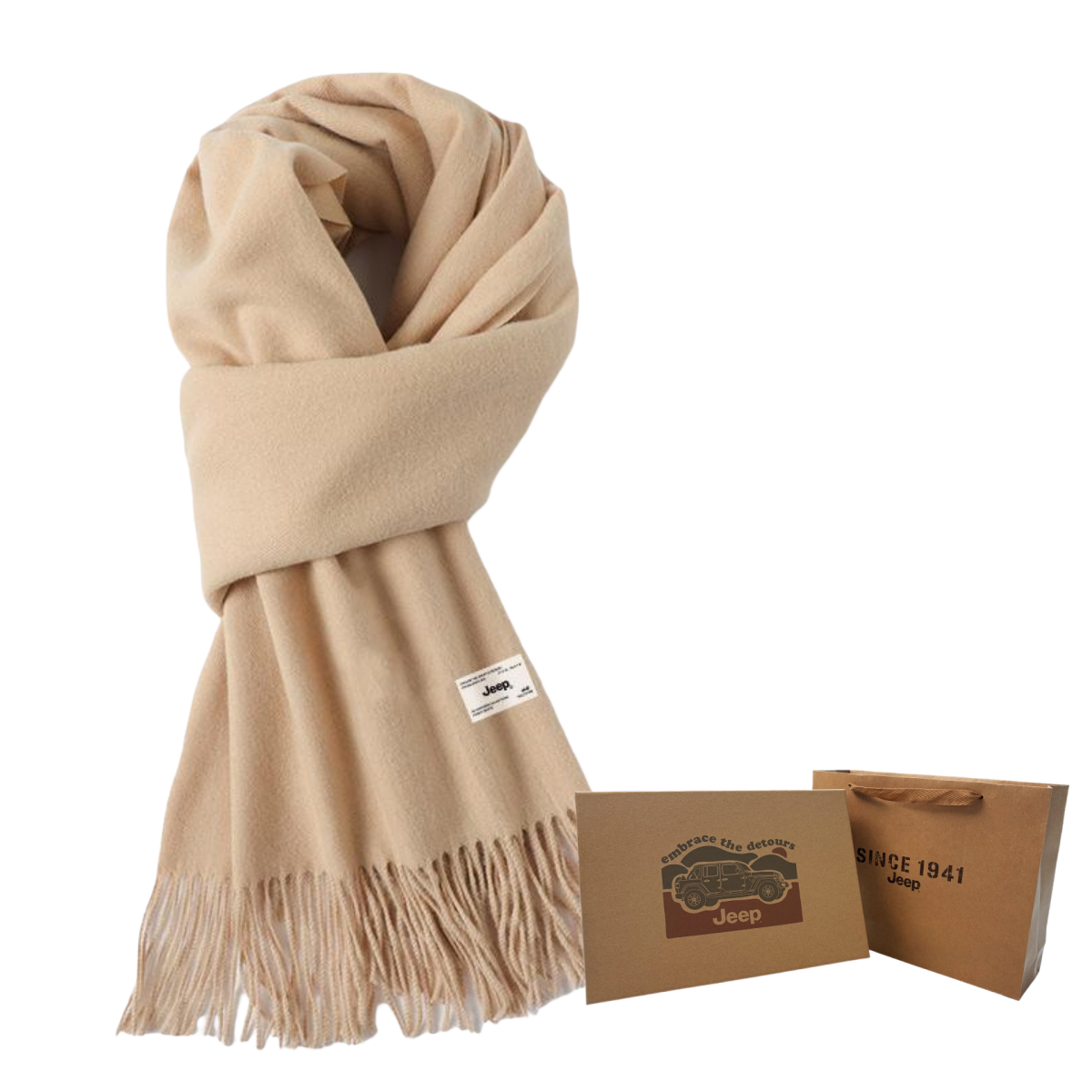 

Jeep Акриловый вязаный шарф унисекс, Beige Jeep Gift Box Set